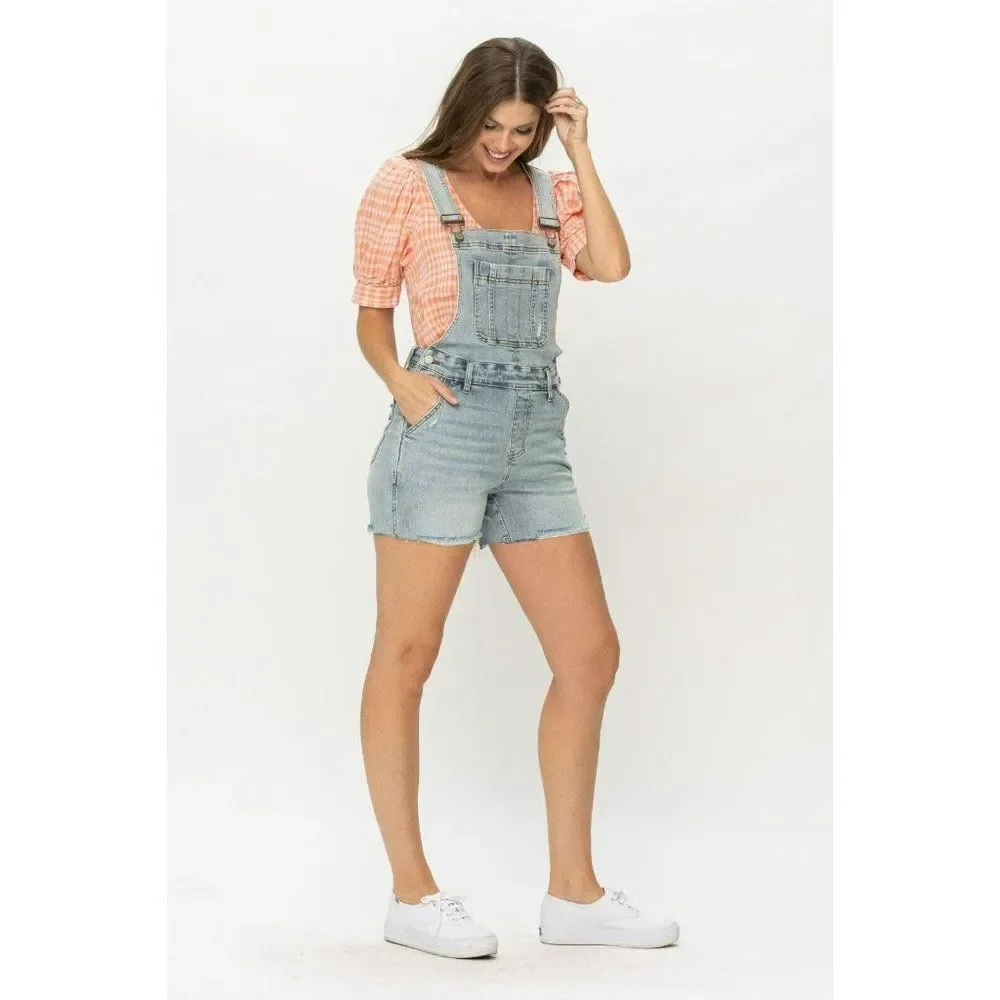Judy Blue The Daisy Distressed Denim Overall Shorts S-XL New 15210 - Picture 9 of 13